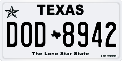 TX license plate DOD8942