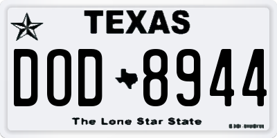 TX license plate DOD8944
