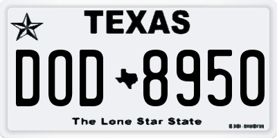 TX license plate DOD8950