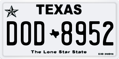 TX license plate DOD8952