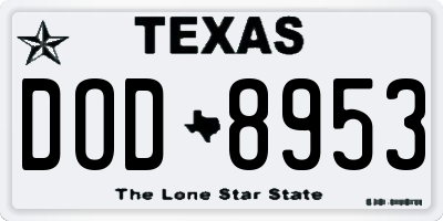 TX license plate DOD8953