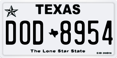 TX license plate DOD8954