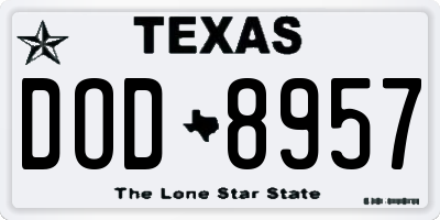 TX license plate DOD8957
