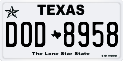 TX license plate DOD8958