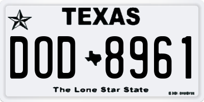 TX license plate DOD8961