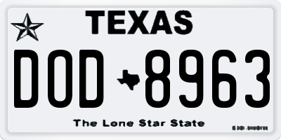 TX license plate DOD8963