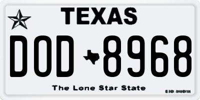TX license plate DOD8968