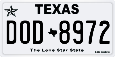 TX license plate DOD8972