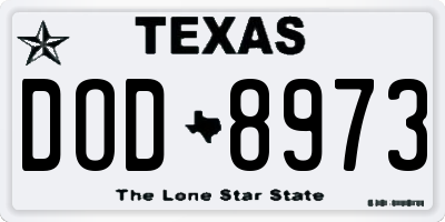 TX license plate DOD8973