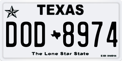 TX license plate DOD8974