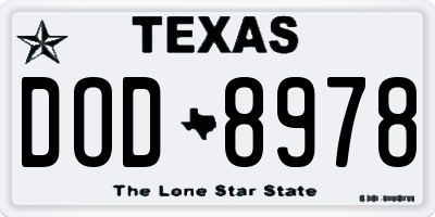 TX license plate DOD8978