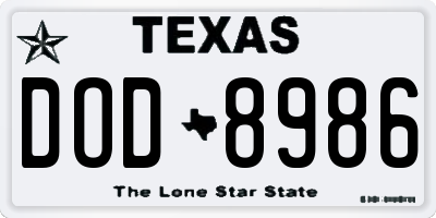 TX license plate DOD8986