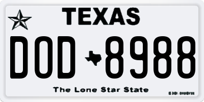 TX license plate DOD8988