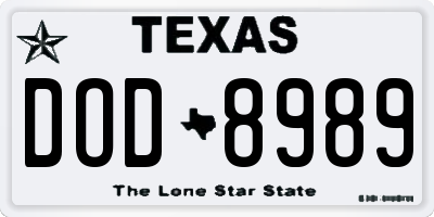 TX license plate DOD8989