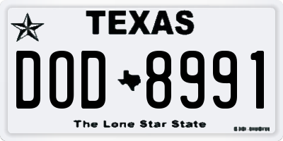 TX license plate DOD8991