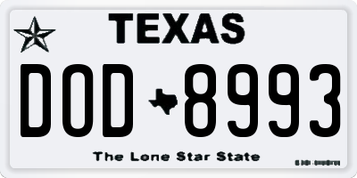 TX license plate DOD8993