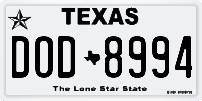 TX license plate DOD8994