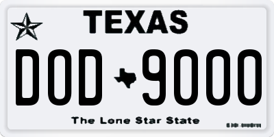 TX license plate DOD9000