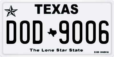 TX license plate DOD9006