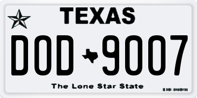TX license plate DOD9007