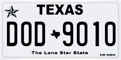 TX license plate DOD9010