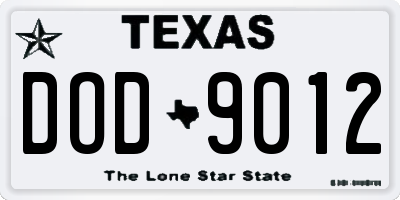 TX license plate DOD9012