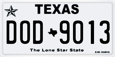 TX license plate DOD9013