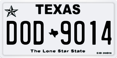 TX license plate DOD9014
