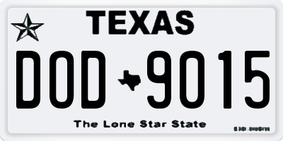 TX license plate DOD9015