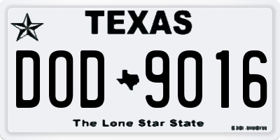 TX license plate DOD9016