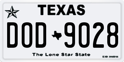 TX license plate DOD9028