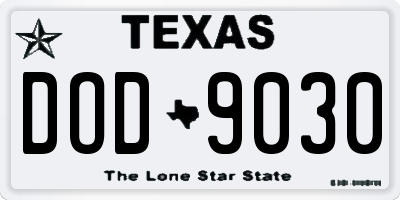 TX license plate DOD9030