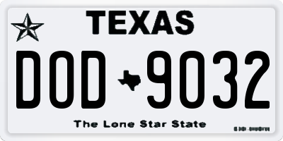 TX license plate DOD9032