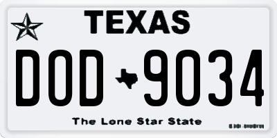 TX license plate DOD9034
