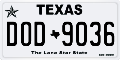 TX license plate DOD9036