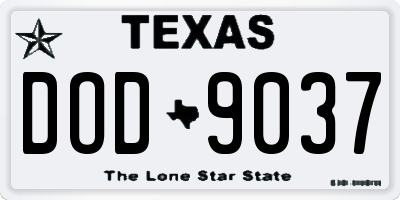 TX license plate DOD9037