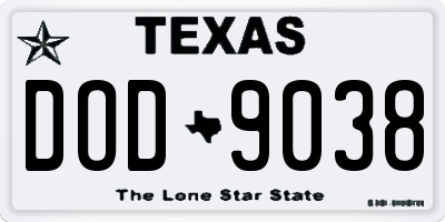 TX license plate DOD9038