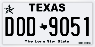 TX license plate DOD9051