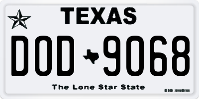 TX license plate DOD9068