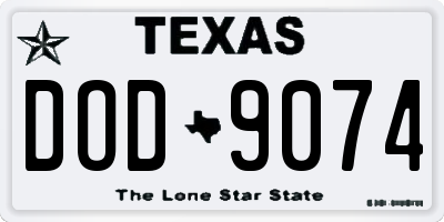 TX license plate DOD9074