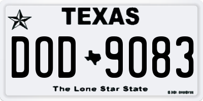 TX license plate DOD9083