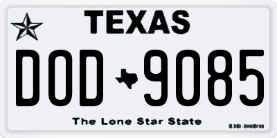 TX license plate DOD9085