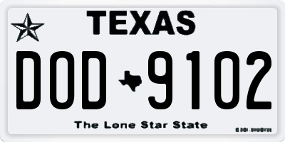 TX license plate DOD9102