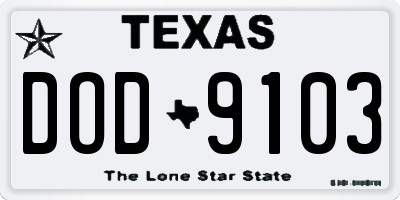 TX license plate DOD9103