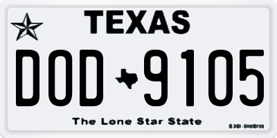 TX license plate DOD9105