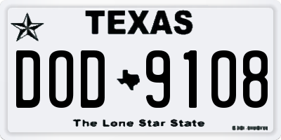 TX license plate DOD9108