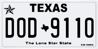 TX license plate DOD9110