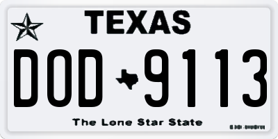 TX license plate DOD9113