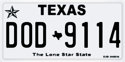 TX license plate DOD9114