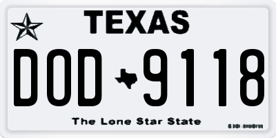 TX license plate DOD9118